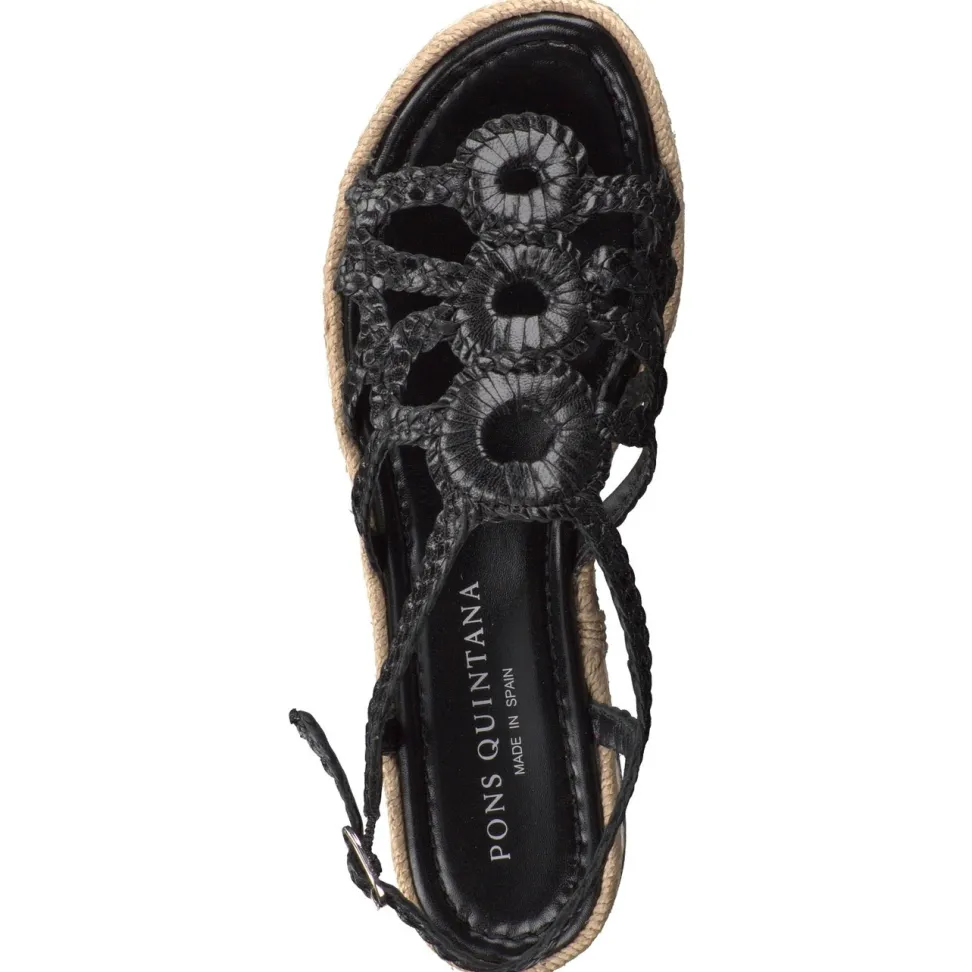 Pons Quintana – Plateau-Sandalen aus Flechtleder schwarz