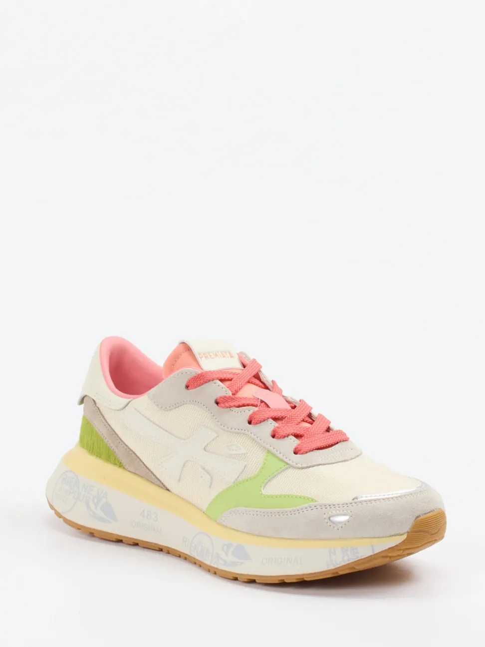Premiata – Sneaker aus Veloursleder und Mesh beige
