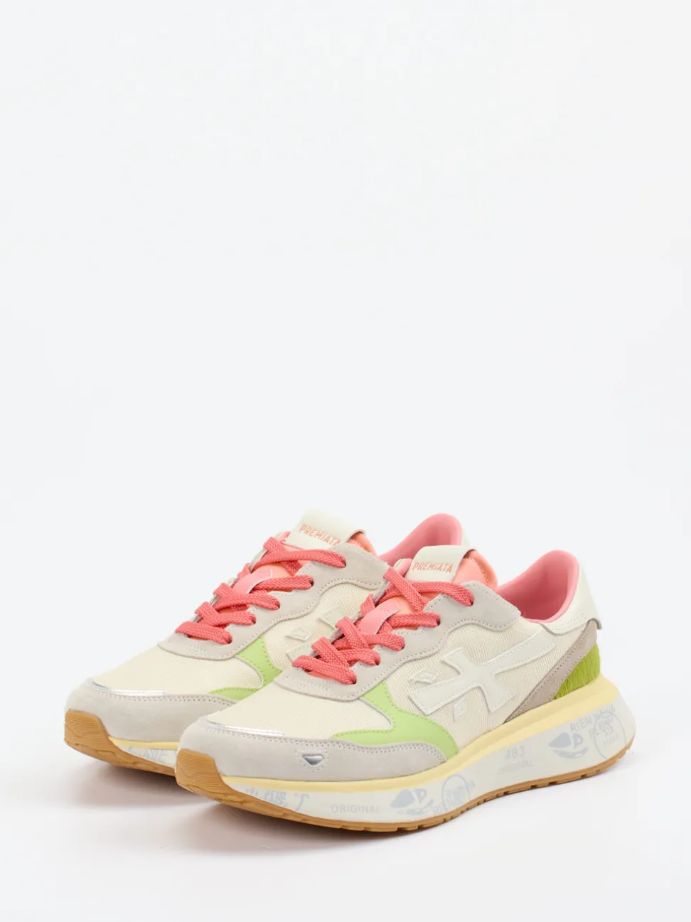 Premiata – Sneaker aus Veloursleder und Mesh beige