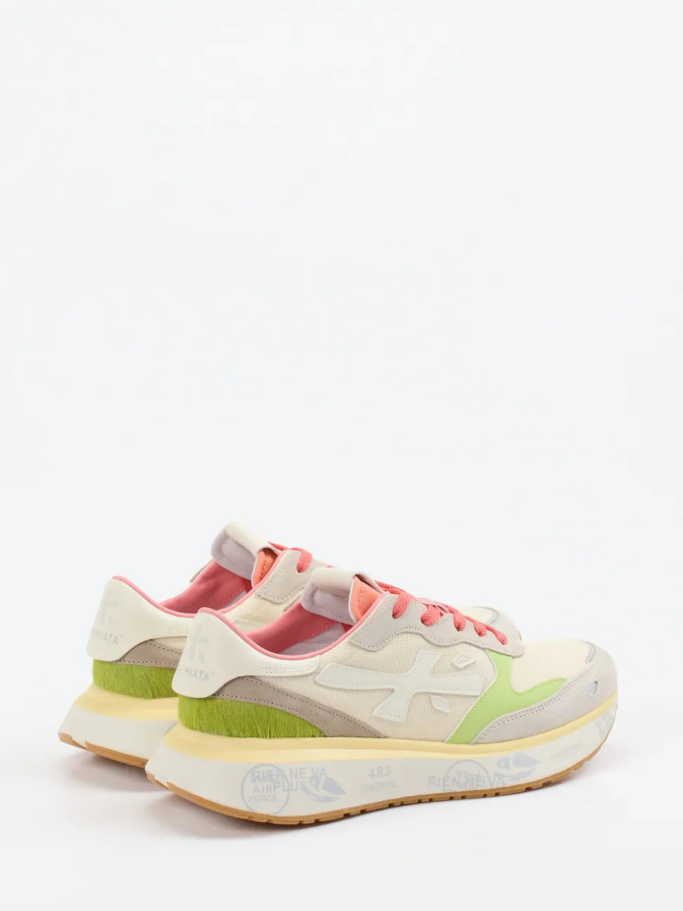 Premiata – Sneaker aus Veloursleder und Mesh beige