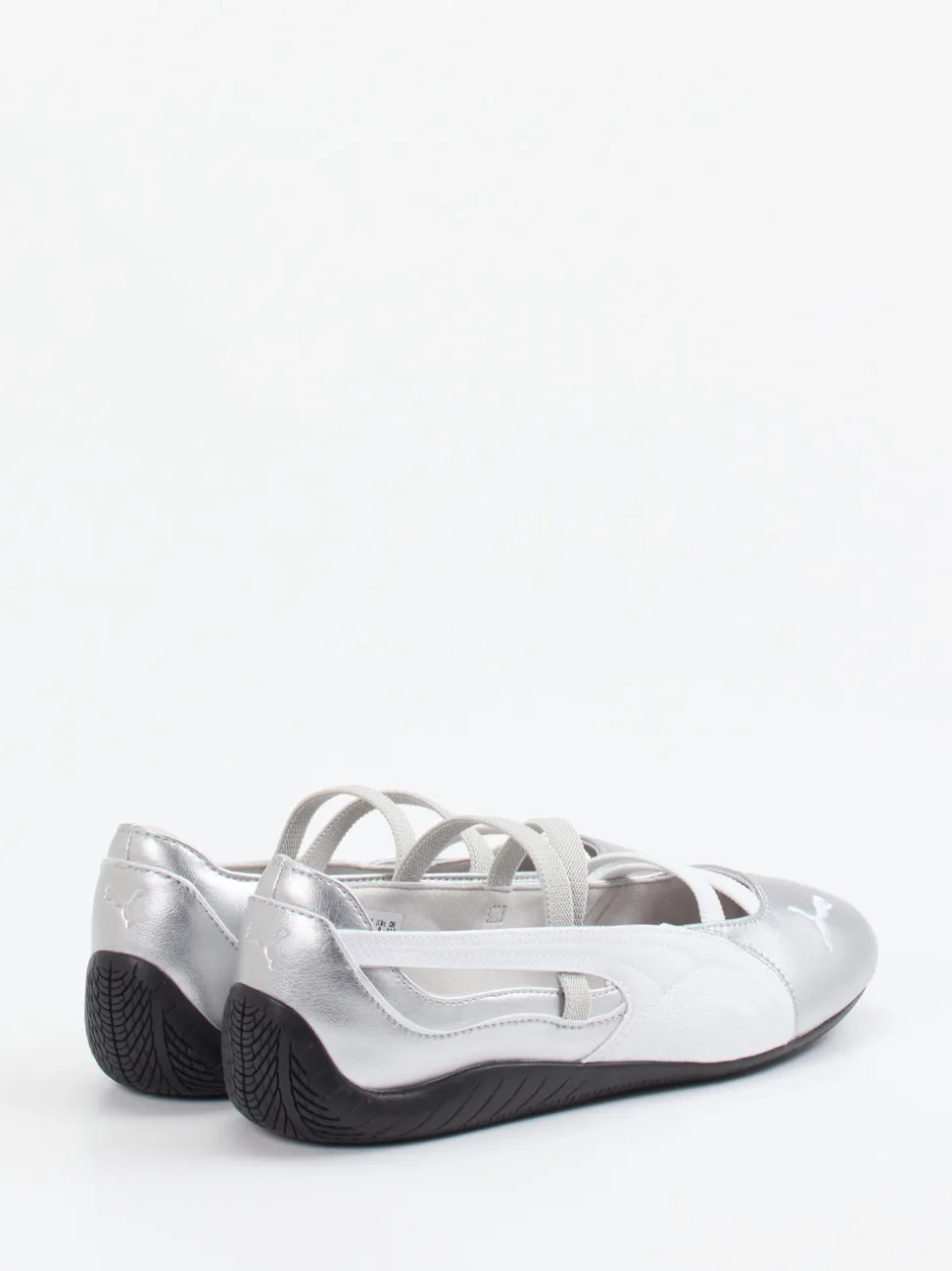 Puma – Ballerinas aus Leder in Metallic-Silber