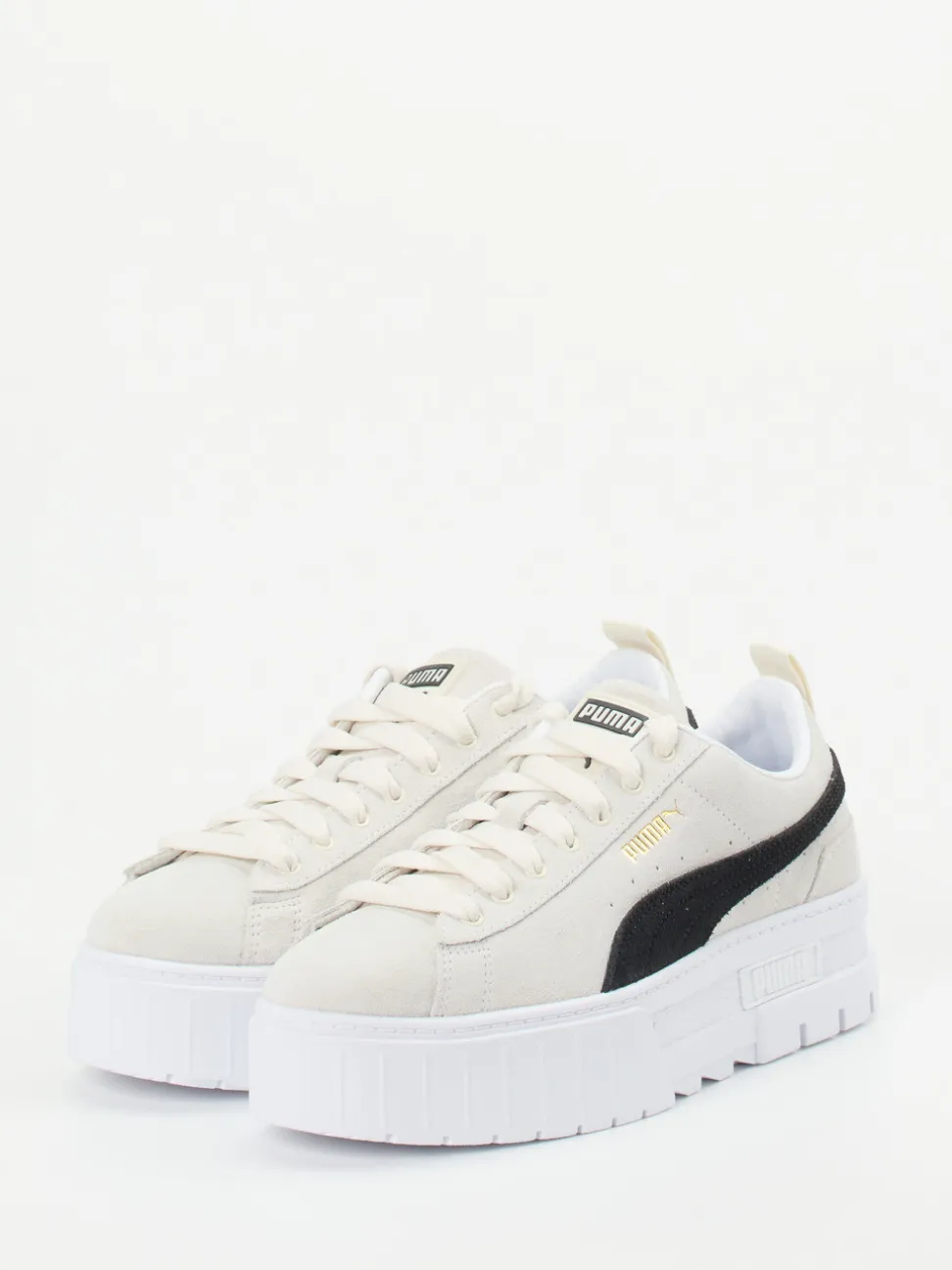 Puma – Plateau-Sneaker aus Veloursleder Beige