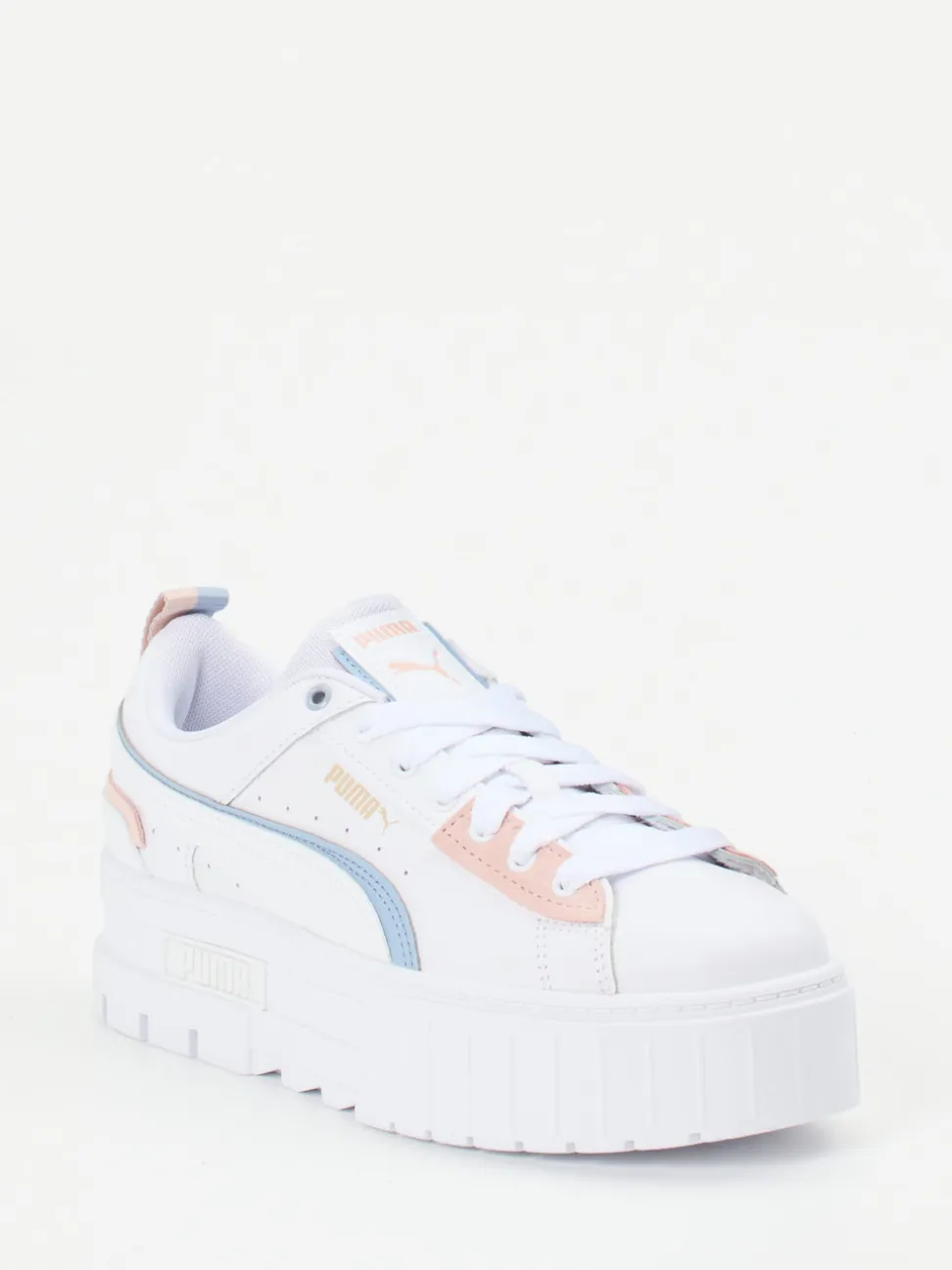 Puma – Sneaker aus Leder mit Plateausohle Weiß