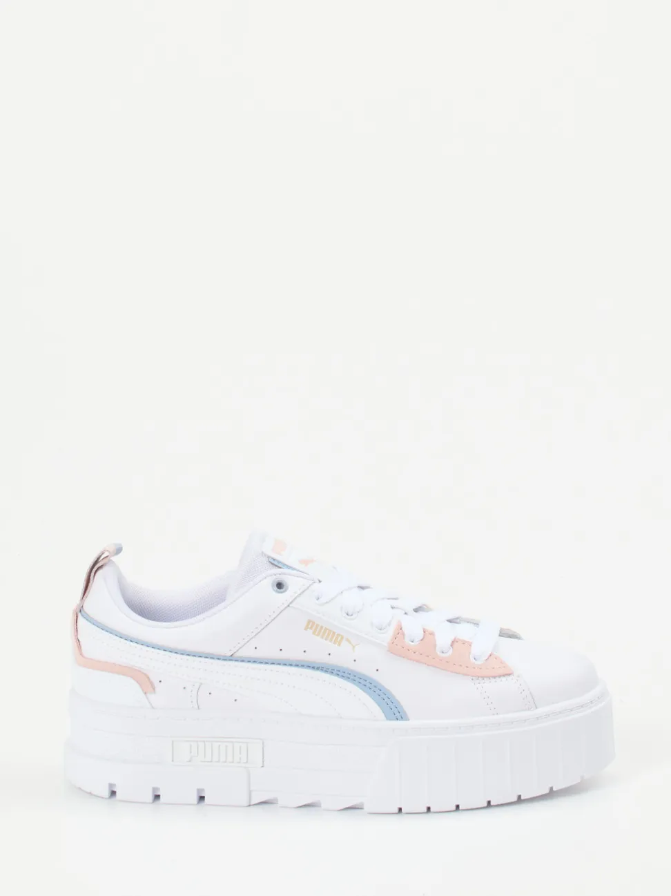Puma – Sneaker aus Leder mit Plateausohle Weiß