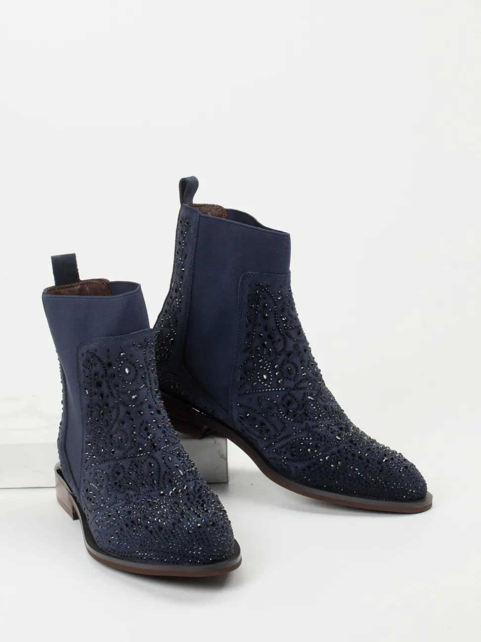 Ralph Harrison – Chelsea Boots aus Veloursleder Dunkelblau