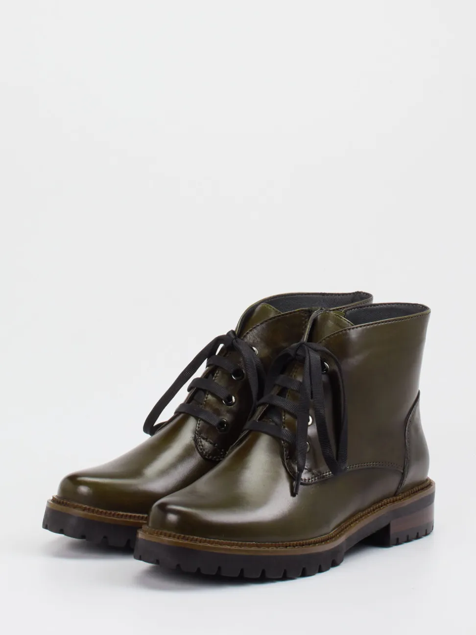 Ralph Harrison – Schnürstiefelette aus Lammleder Olivgrün