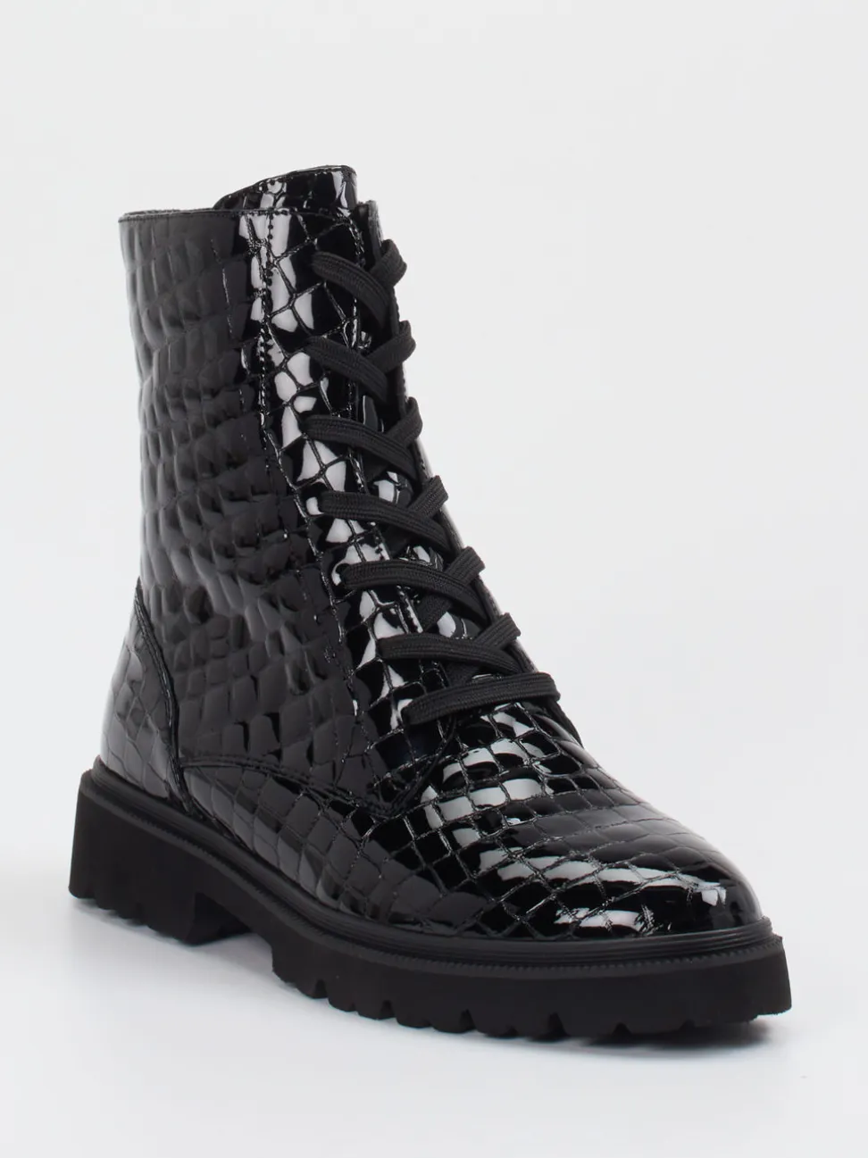 Rapid Soul – Schnürboots aus Lackleder Schwarz
