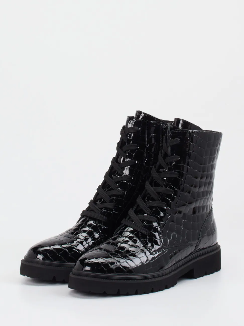 Rapid Soul – Schnürboots aus Lackleder Schwarz
