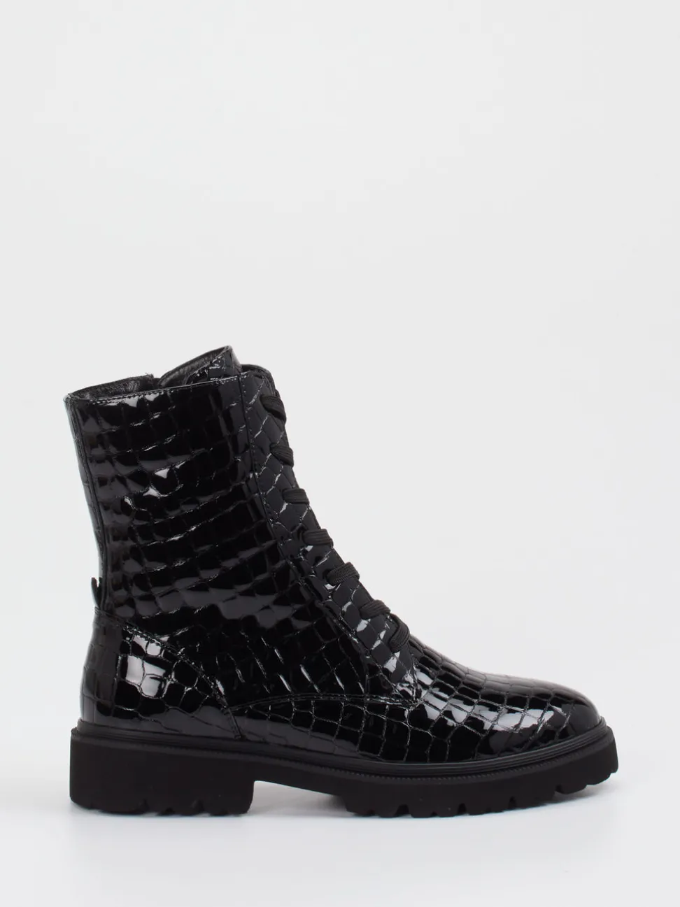 Rapid Soul – Schnürboots aus Lackleder Schwarz