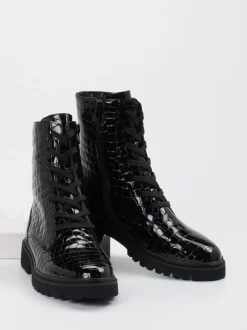 Rapid Soul – Schnürboots aus Lackleder Schwarz
