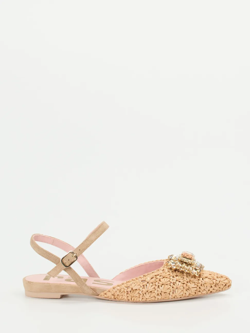 RAS – Slingback-Ballerinas aus Raffiabast beige