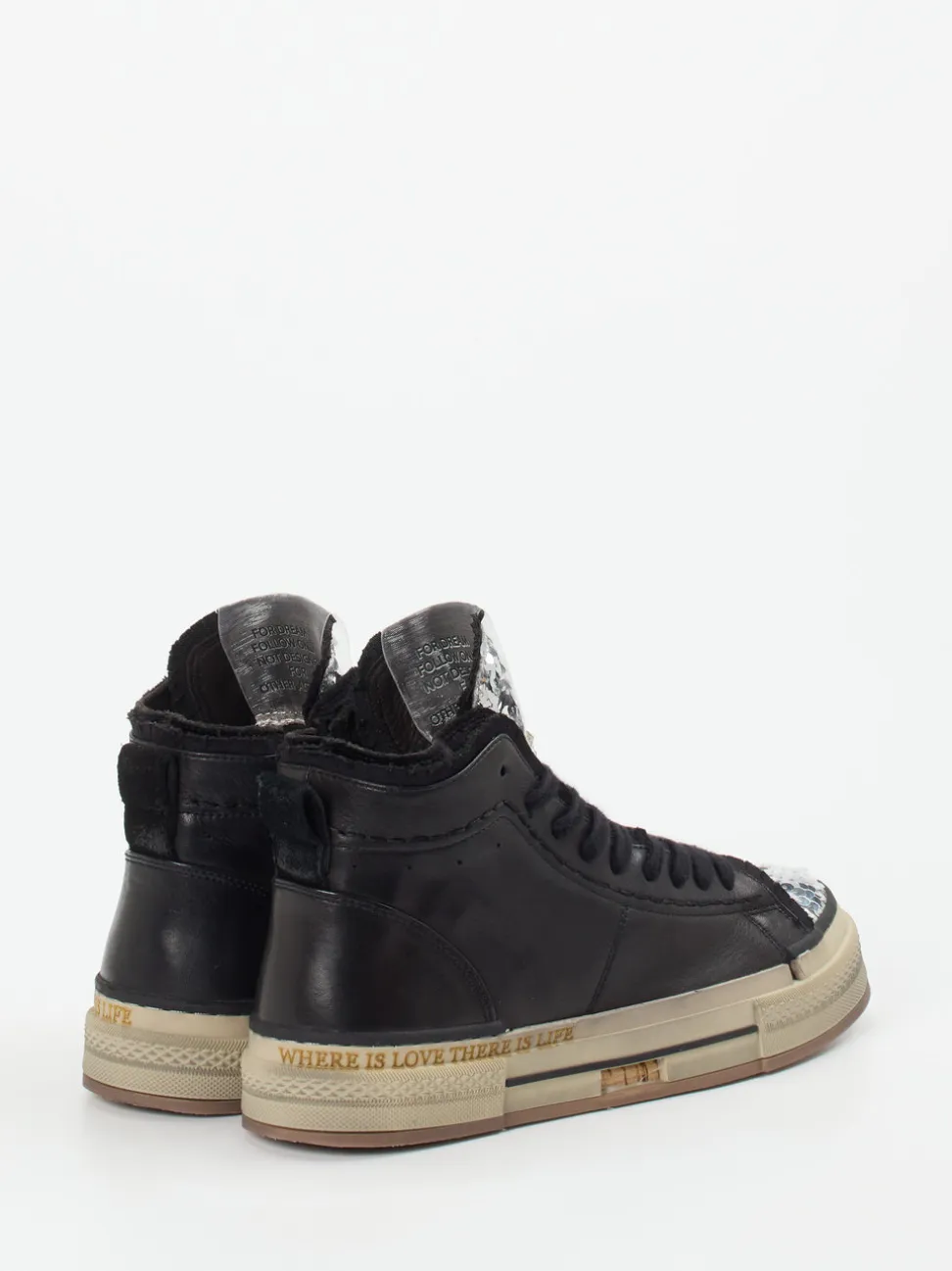 Rebecca White – High-Top Sneaker aus Metallicleder Schwarz