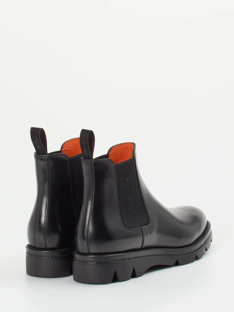 Santoni – Chelsea Boots aus Hochglanzleder schwarz