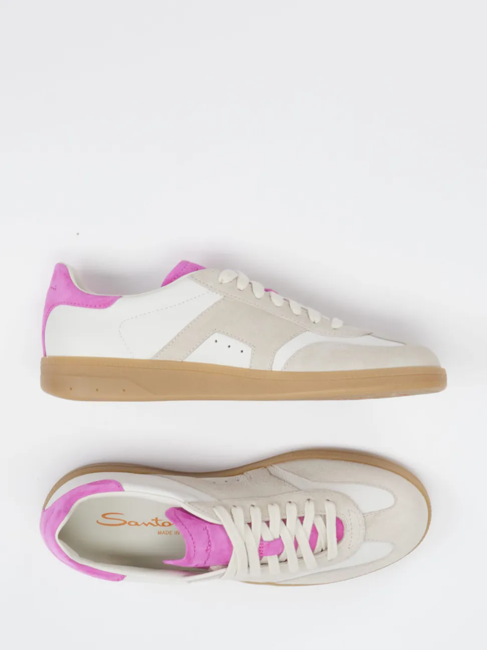Santoni – Retro-Sneaker aus Leder Beige-Pink