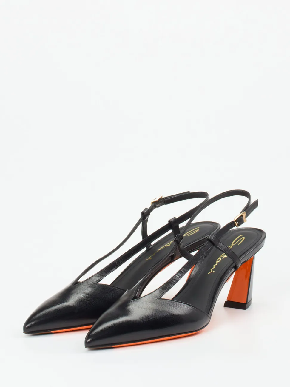 Santoni – Slingback-Pumps aus Kalbleder Schwarz