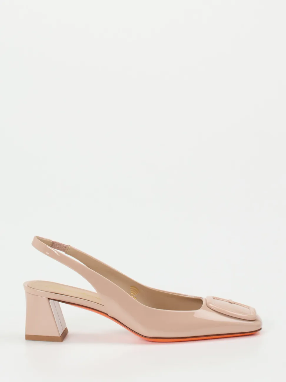 Santoni – Slingpumps aus Lackleder in Rosé-Beige