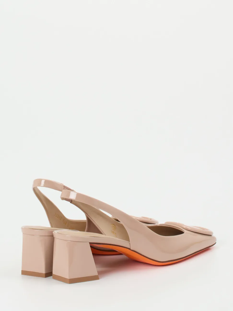 Santoni – Slingpumps aus Lackleder in Rosé-Beige