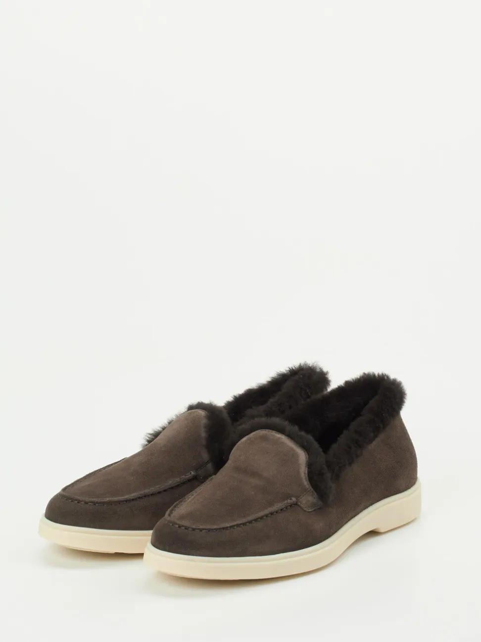 Santoni – Slipper aus Veloursleder dunkelbraun