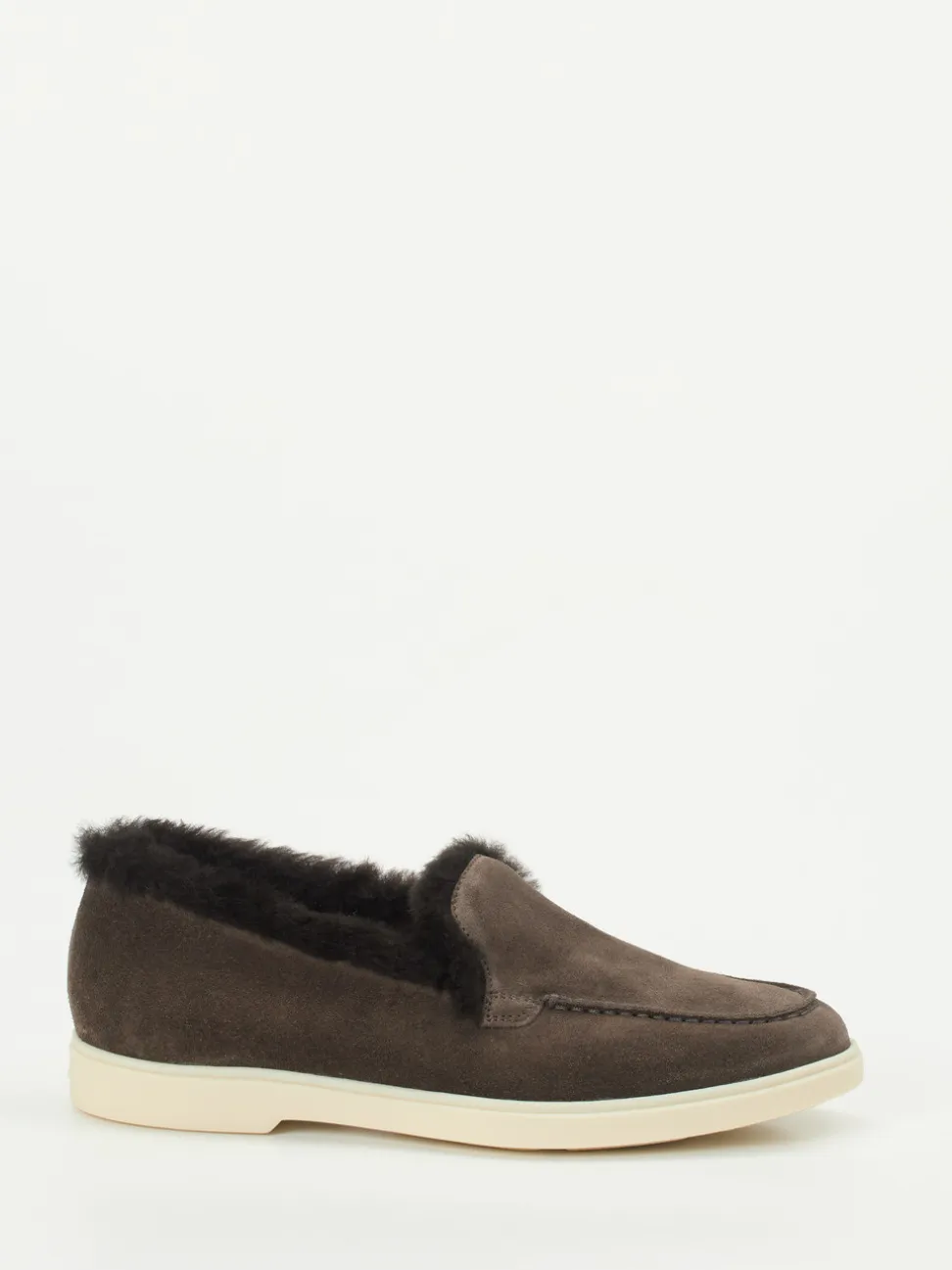 Santoni – Slipper aus Veloursleder dunkelbraun