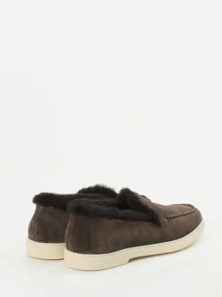 Santoni – Slipper aus Veloursleder dunkelbraun