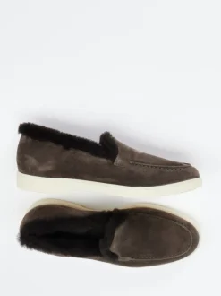 Santoni – Slipper aus Veloursleder dunkelbraun