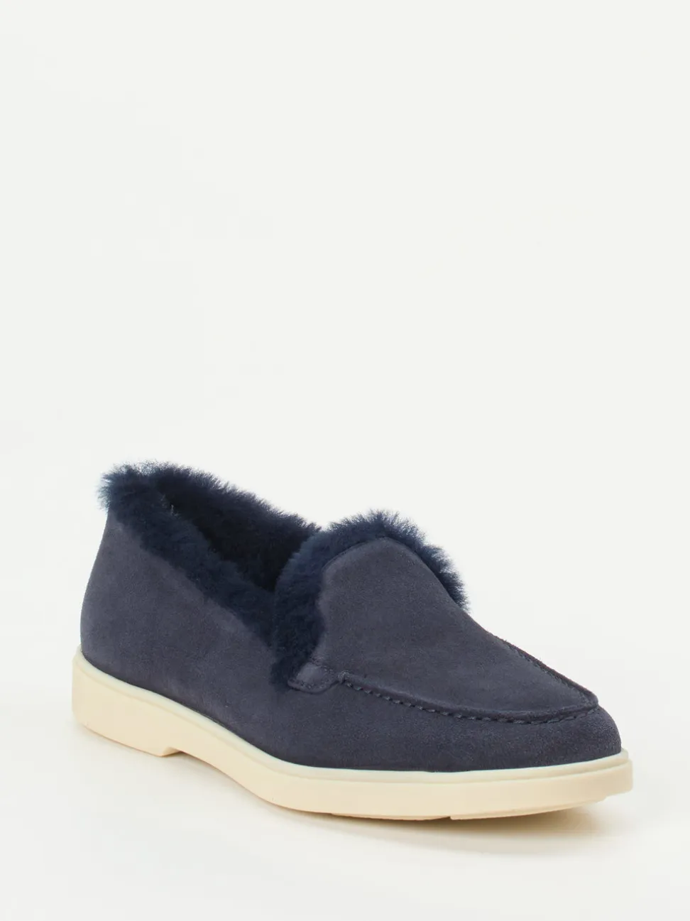 Santoni – Slipper aus Veloursleder in Dunkelblau