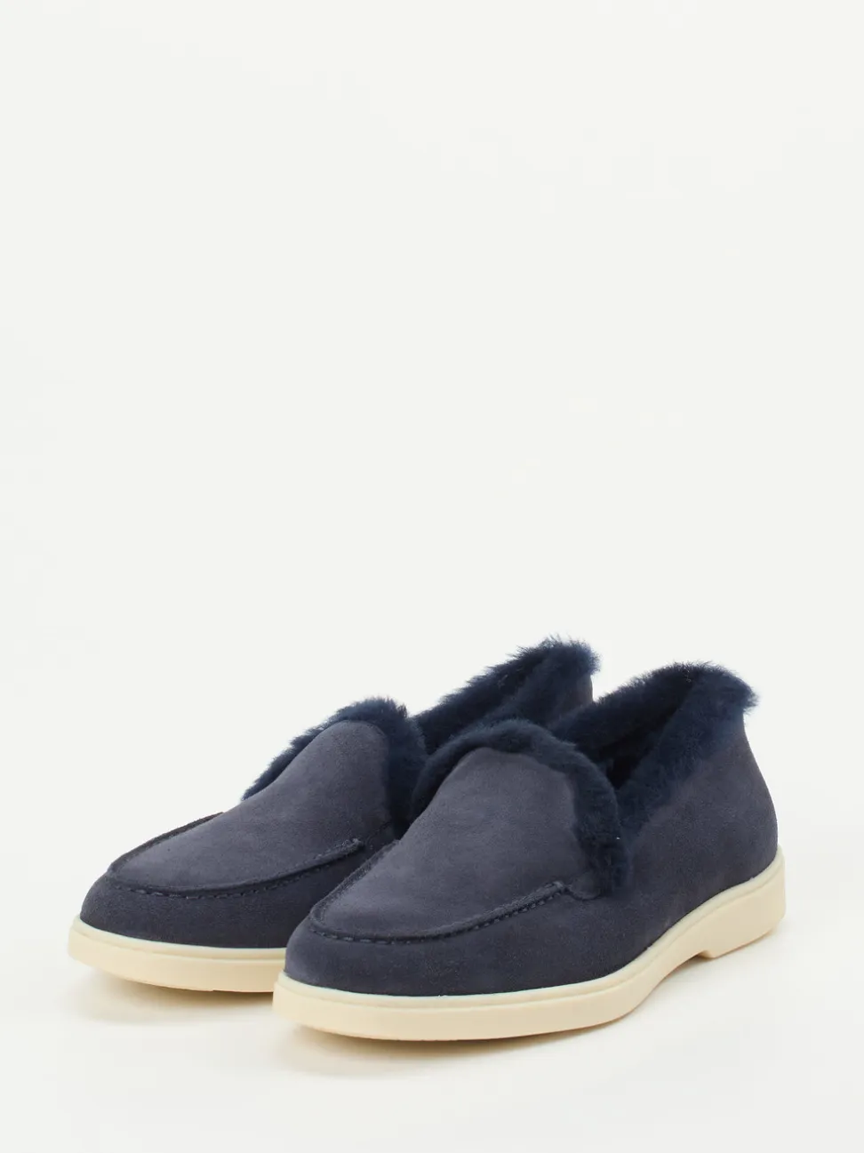 Santoni – Slipper aus Veloursleder in Dunkelblau