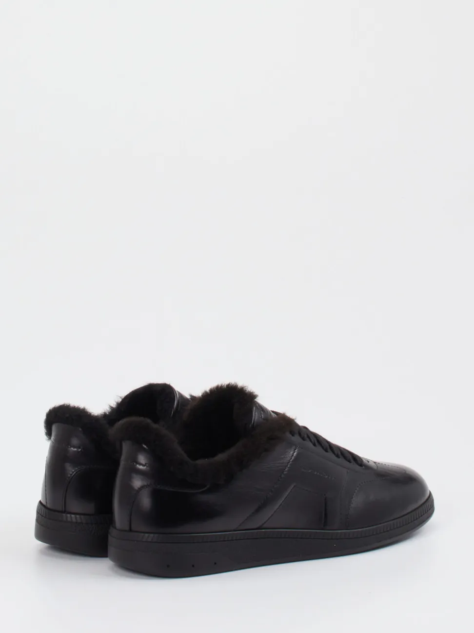 Santoni – Sneaker aus Kalbleder mit Lammfellfutter
