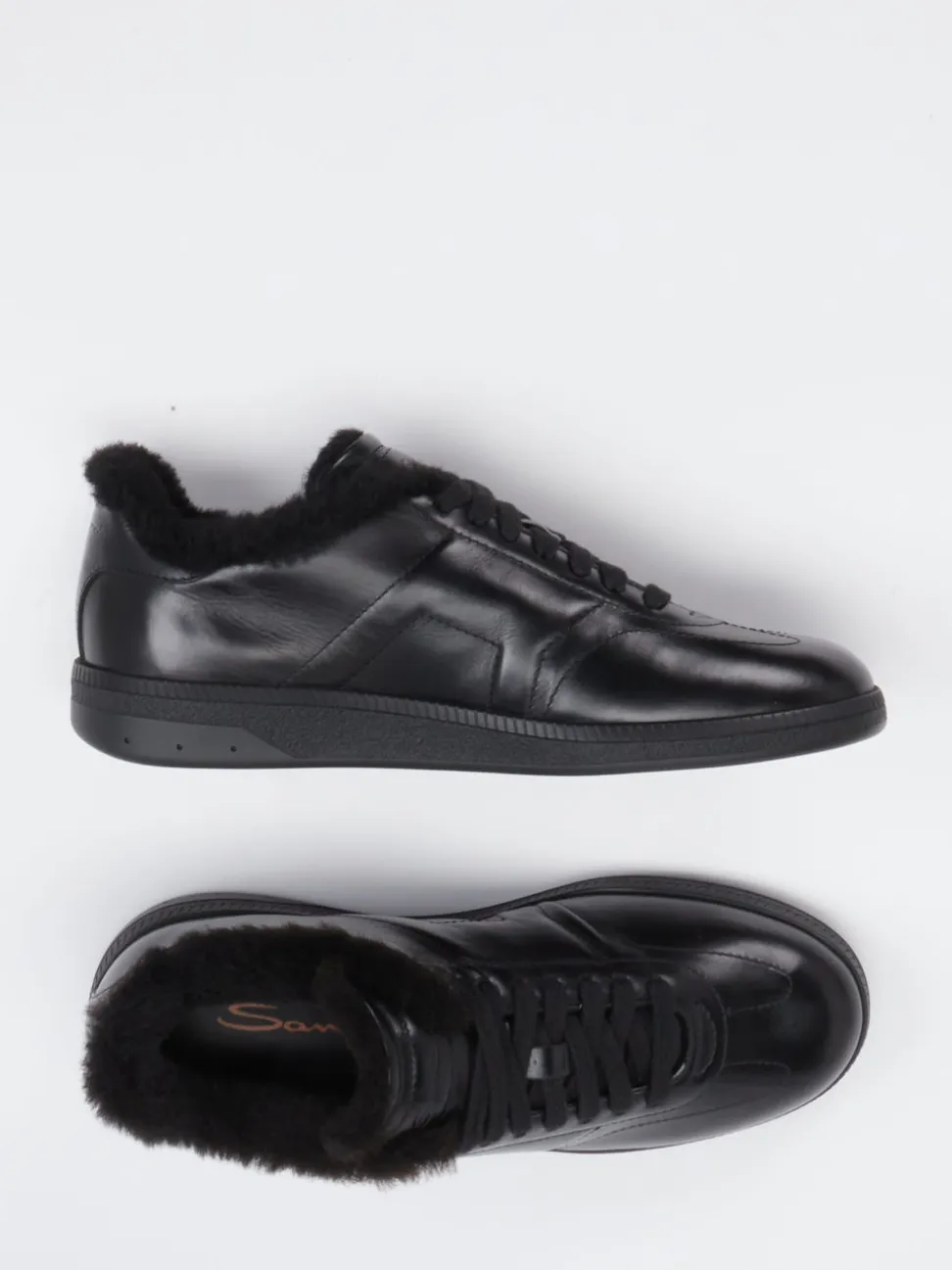 Santoni – Sneaker aus Kalbleder mit Lammfellfutter