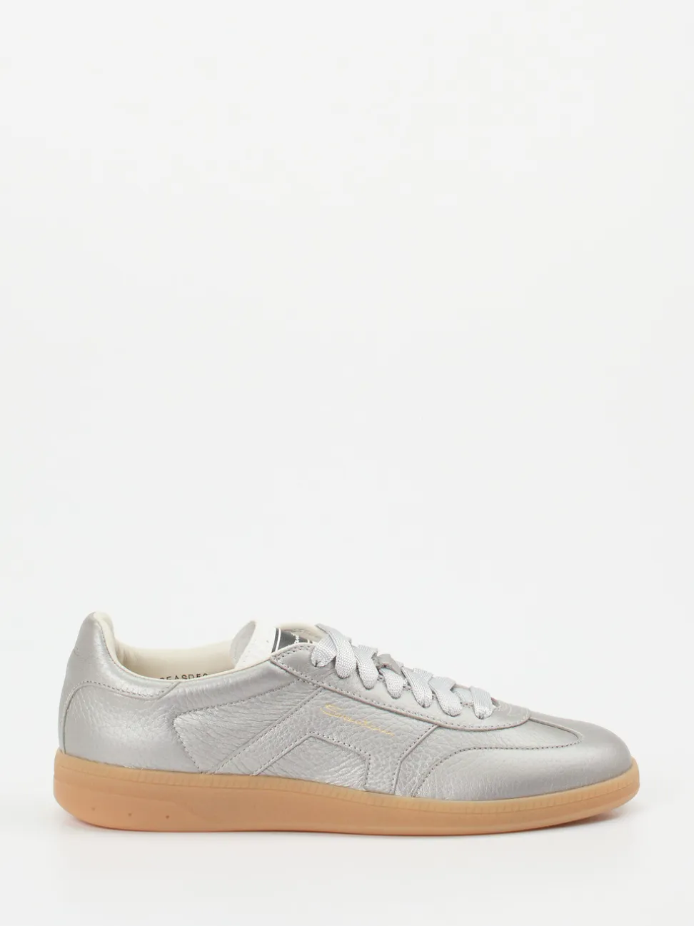 Santoni – Sneaker aus Metallicleder in Silber