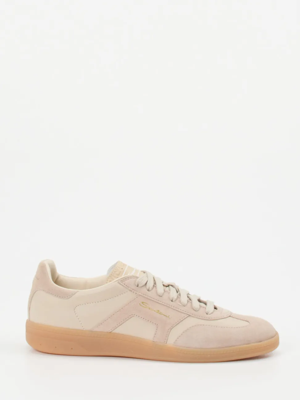 Santoni – Sneaker aus Veloursleder Beige