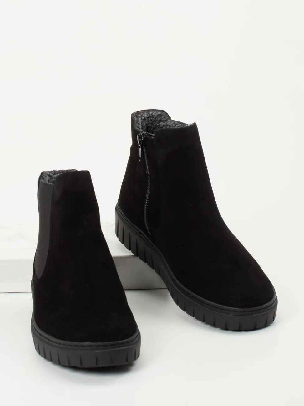 Semler – Chelsea-Stiefelette aus Veloursleder Schwarz
