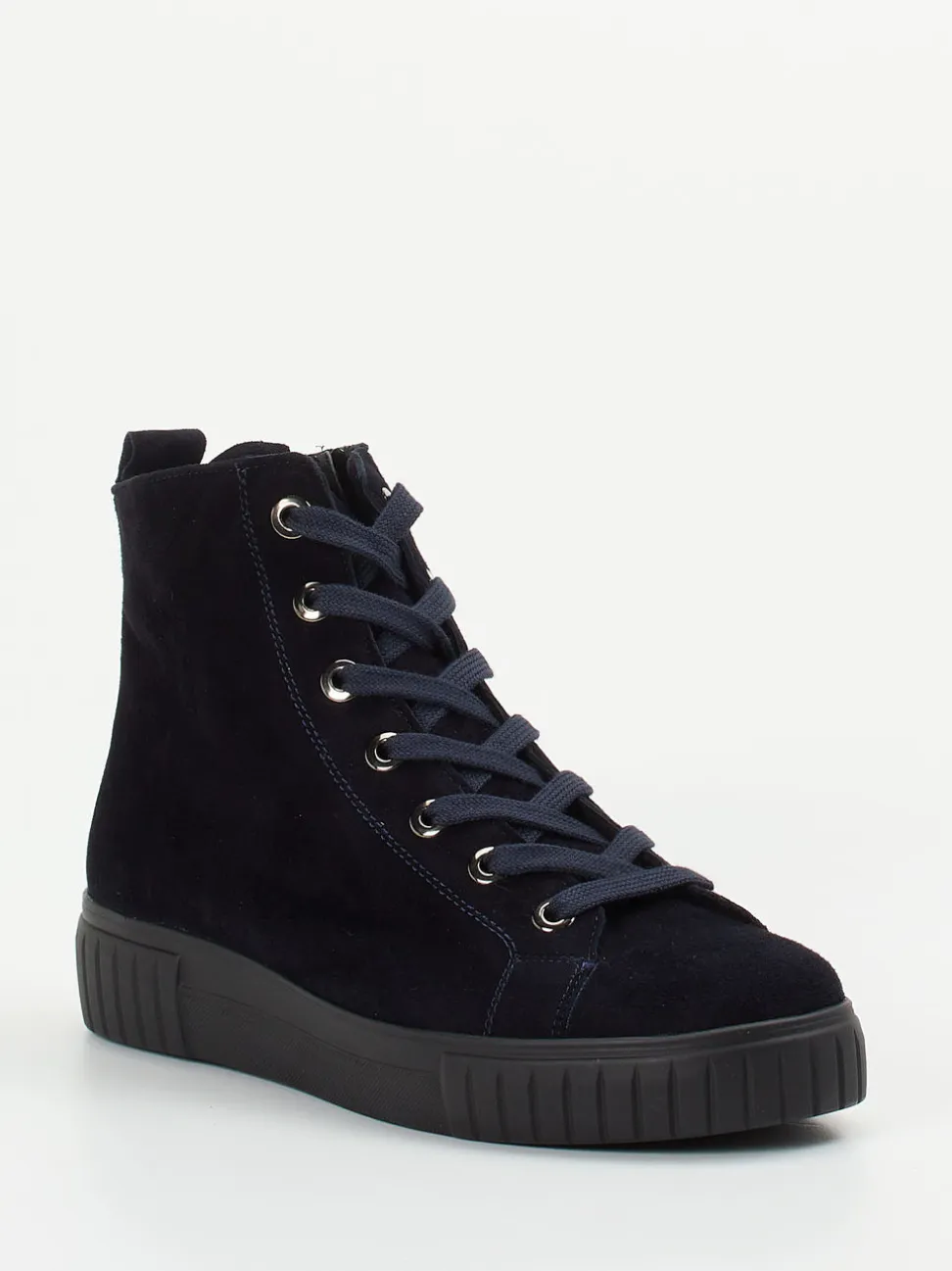 Semler – High-Top Sneaker aus Veloursleder in Blau