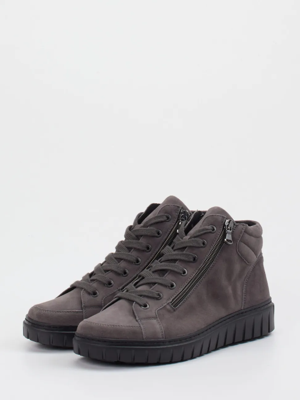 Semler – High-Top Sneaker aus Veloursleder grau