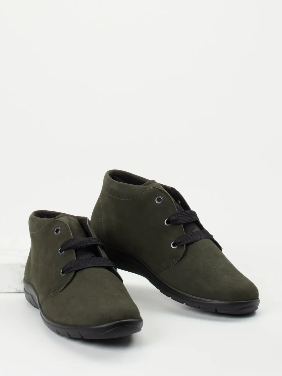 Semler – Komfort-Bootie aus Veloursleder olivgrün
