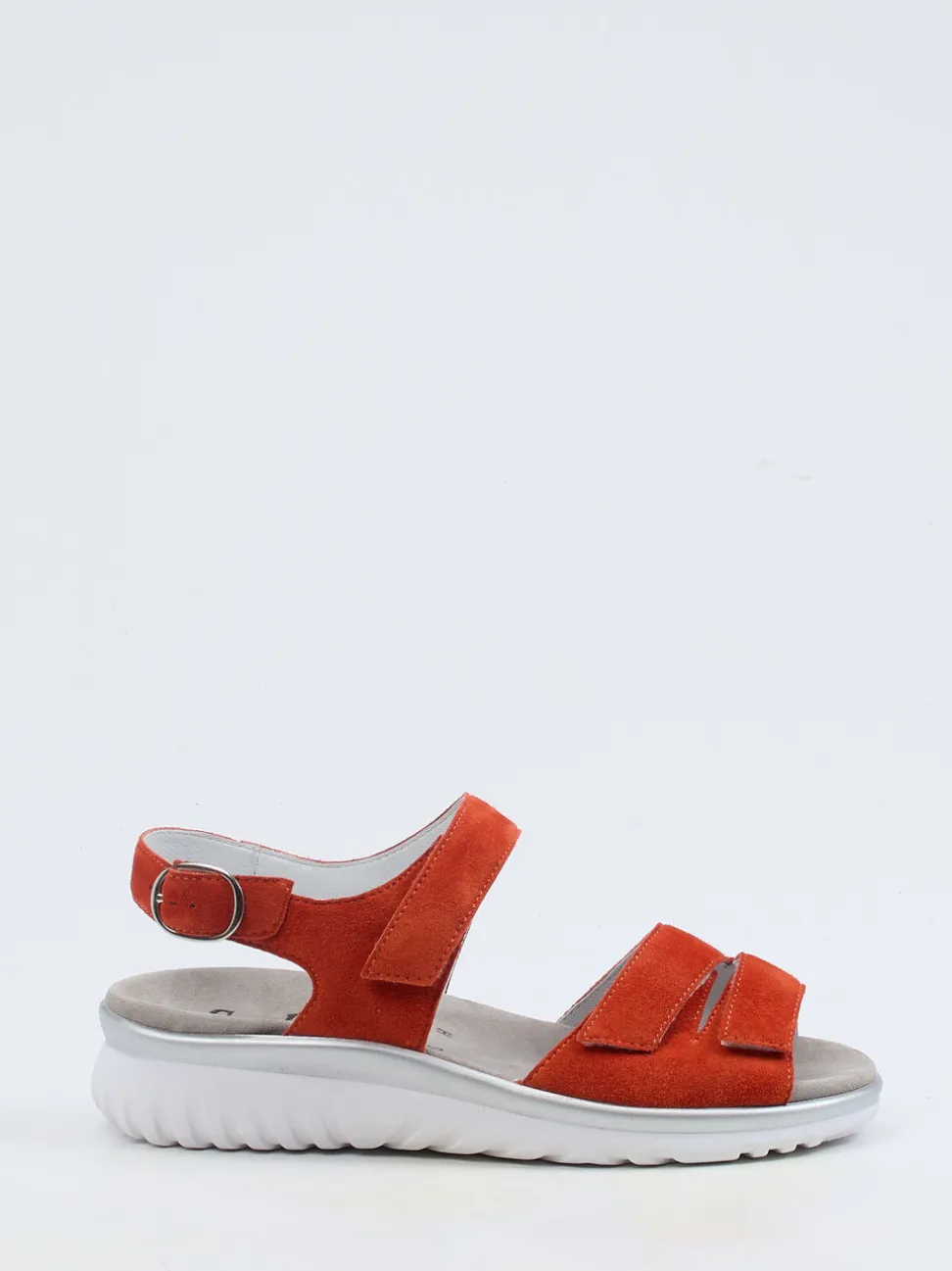 Semler – Komfortsandale aus Veloursleder orange