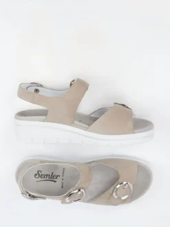 Semler – Komfort-Sandale aus Veloursleder Beige