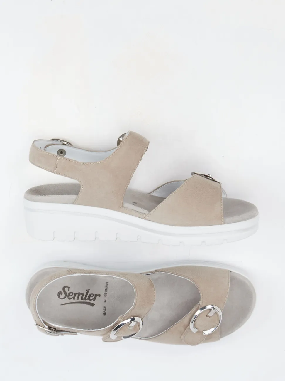 Semler – Komfort-Sandale aus Veloursleder Beige