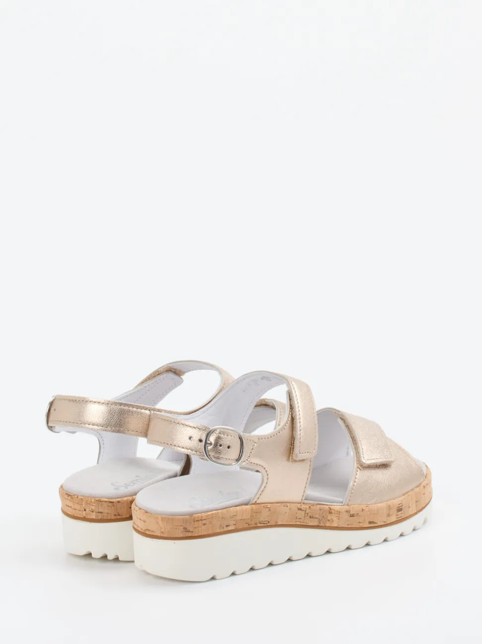 Semler – Komfortsandalen aus Metallicleder beige