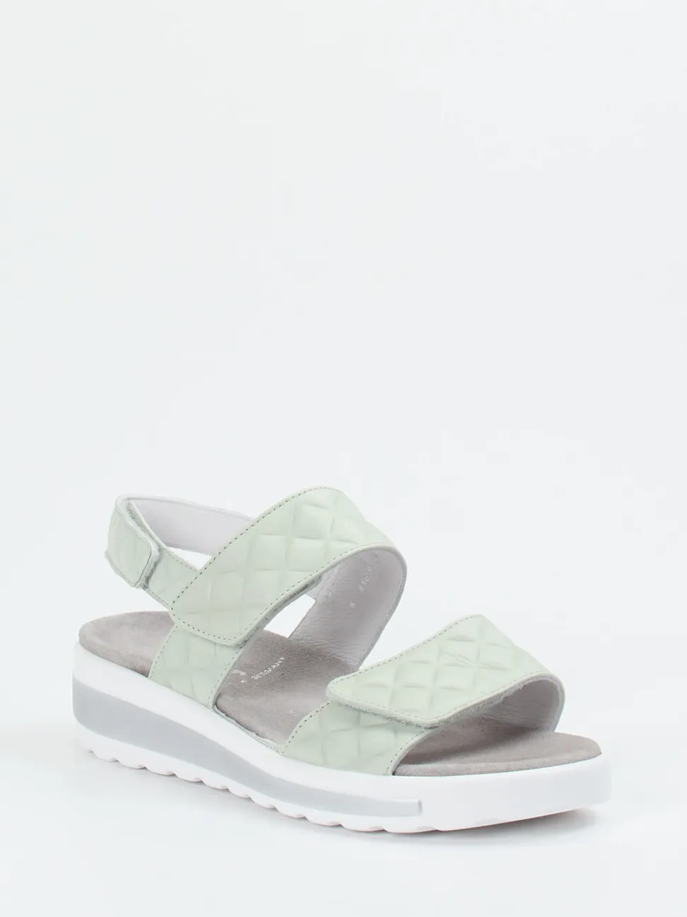 Semler – Komfort-Sandalen aus geprägtem Leder salbeigrün
