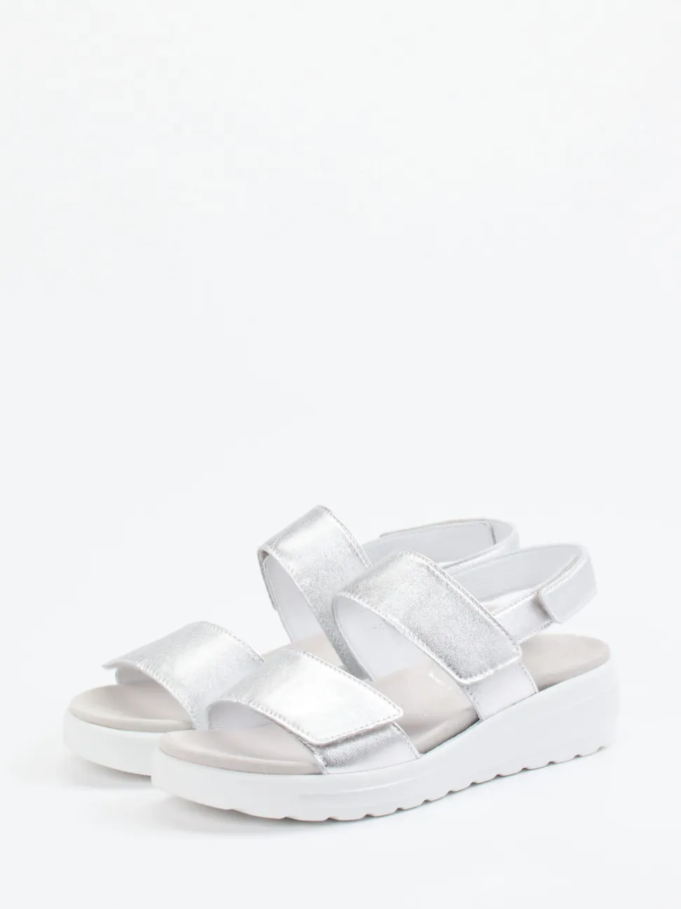 Semler – Komfort-Sandalen aus Metallicleder silber