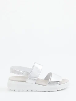 Semler – Komfort-Sandalen aus Metallicleder silber