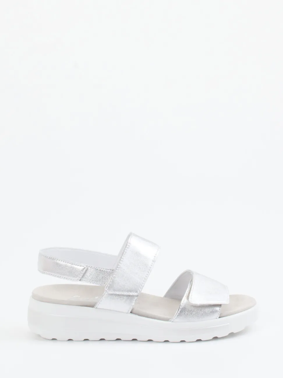 Semler – Komfort-Sandalen aus Metallicleder silber