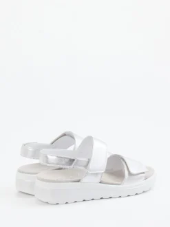 Semler – Komfort-Sandalen aus Metallicleder silber