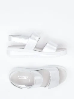 Semler – Komfort-Sandalen aus Metallicleder silber