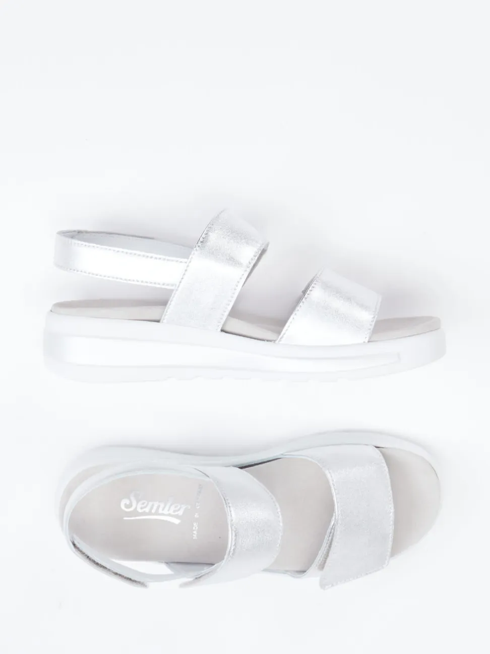 Semler – Komfort-Sandalen aus Metallicleder silber