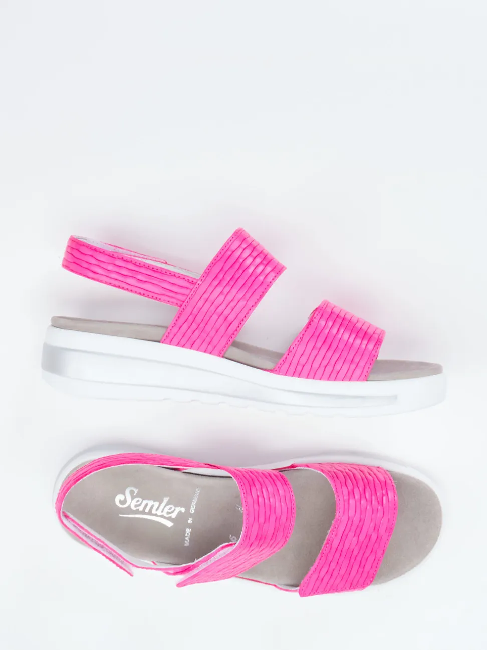 Semler – Komfort-Sandalen aus geprägtem Leder pink