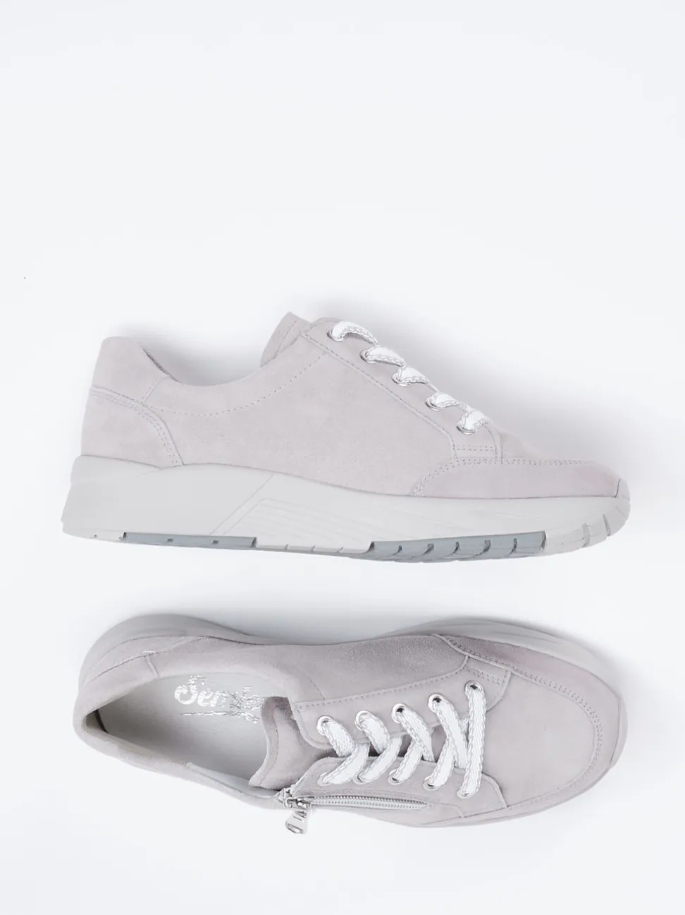 Semler – Komfort-Sneaker aus Veloursleder hellgrau