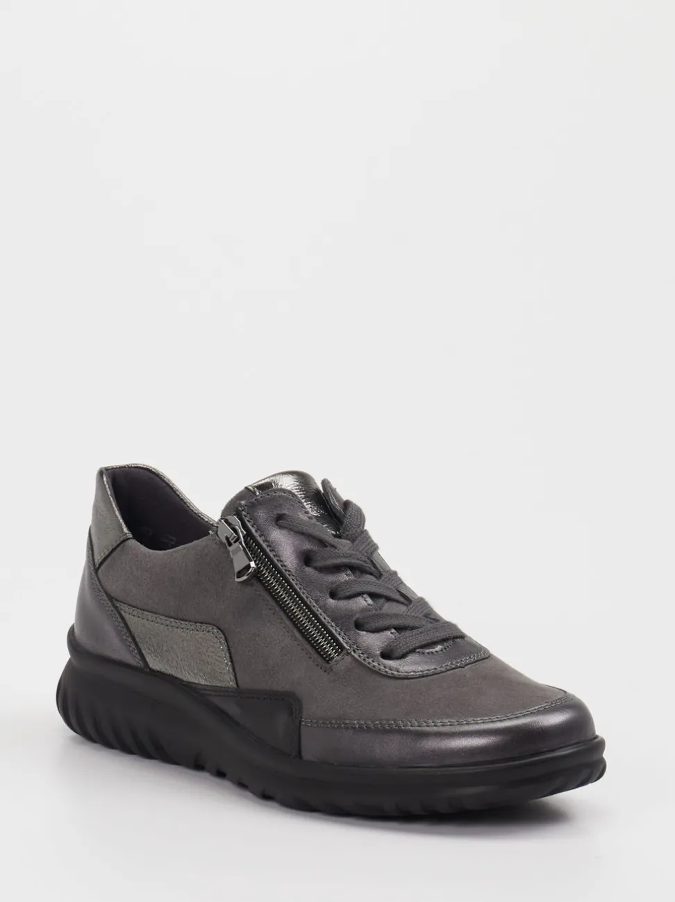 Semler – Komfort-Sneaker aus Leder grau metallic