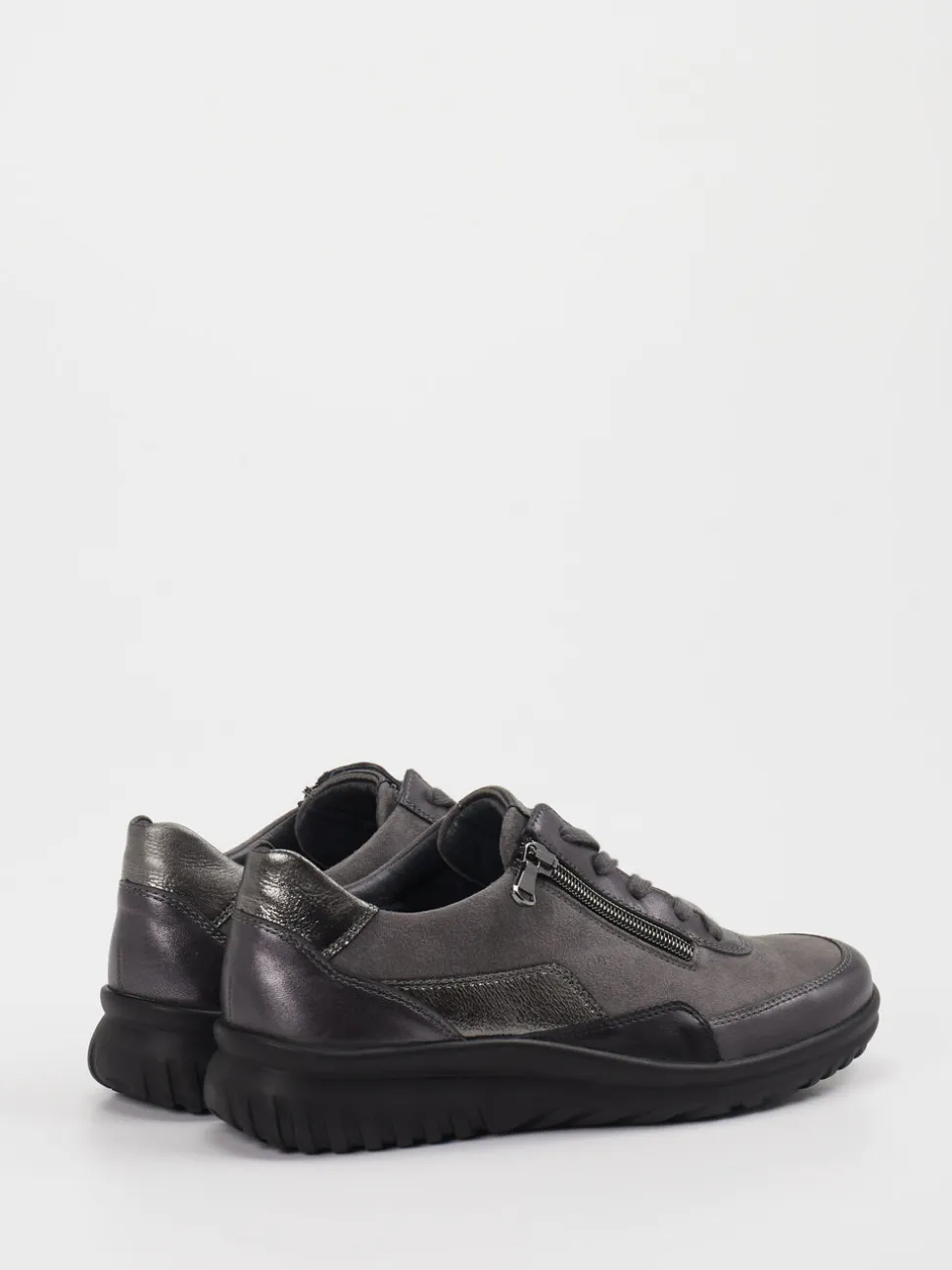 Semler – Komfort-Sneaker aus Leder grau metallic